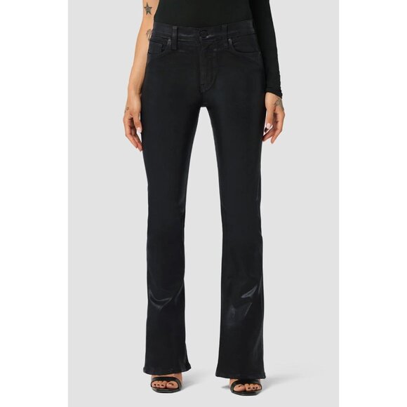 HUDSON Barbara Noir Coated Black Stretch High Rise Bootcut Jeans, Size 29 - Picture 2 of 16